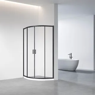 Душевой уголок Veconi Rovigo RV-01B, 900x900x1950,черный, стекло прозрачное